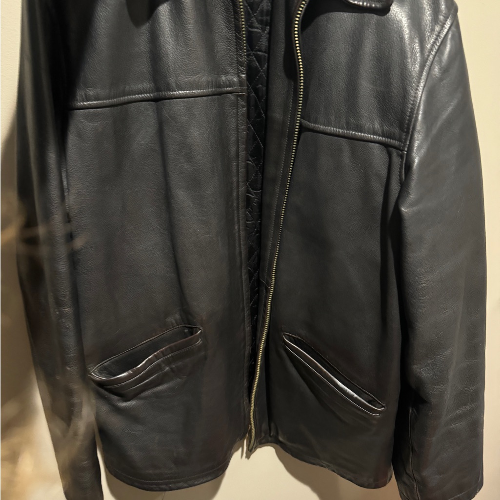 Jcrew Men's Black Leather Jacket Lightly Distressed